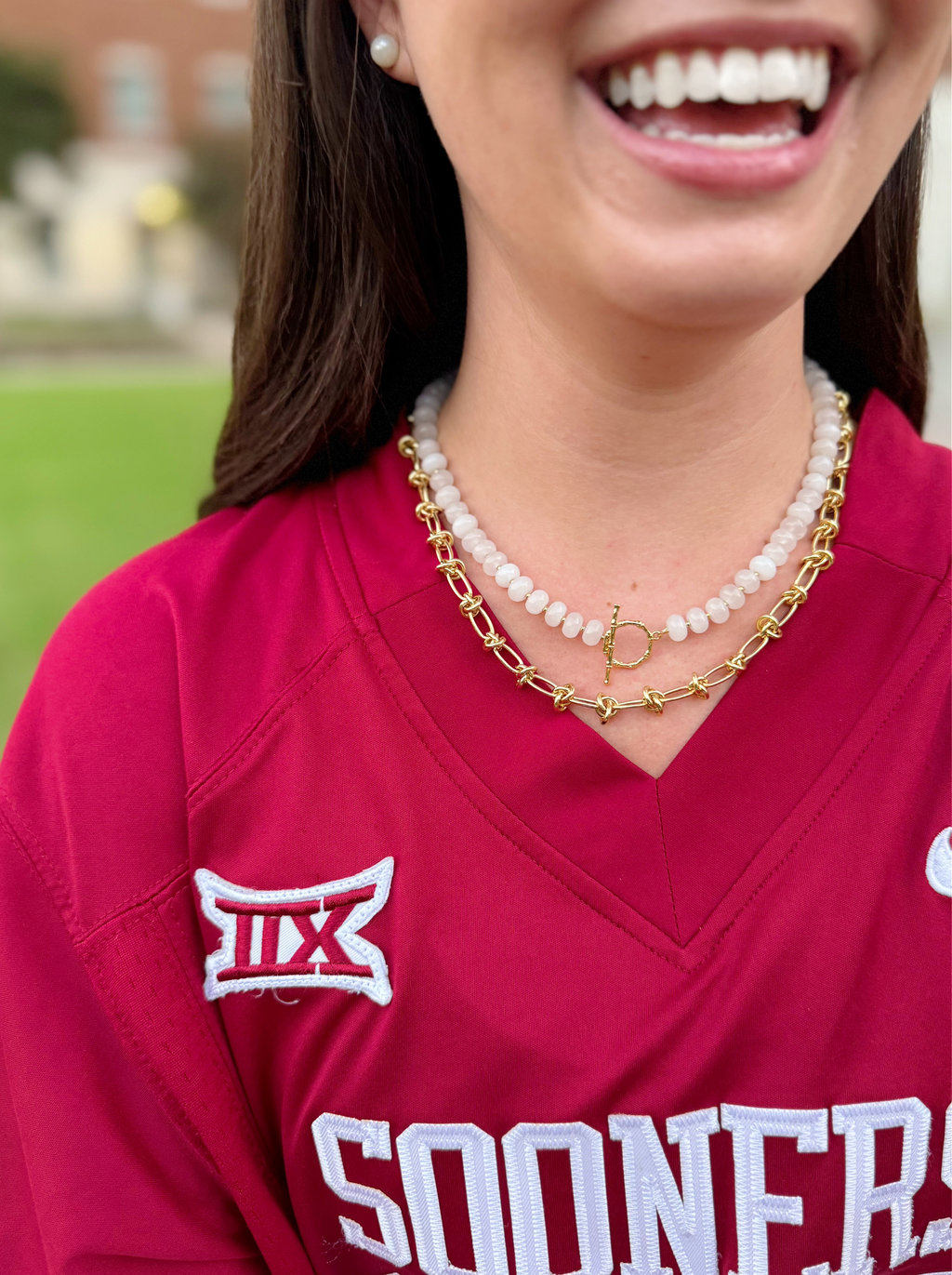 Tailgate Toggle Necklace White