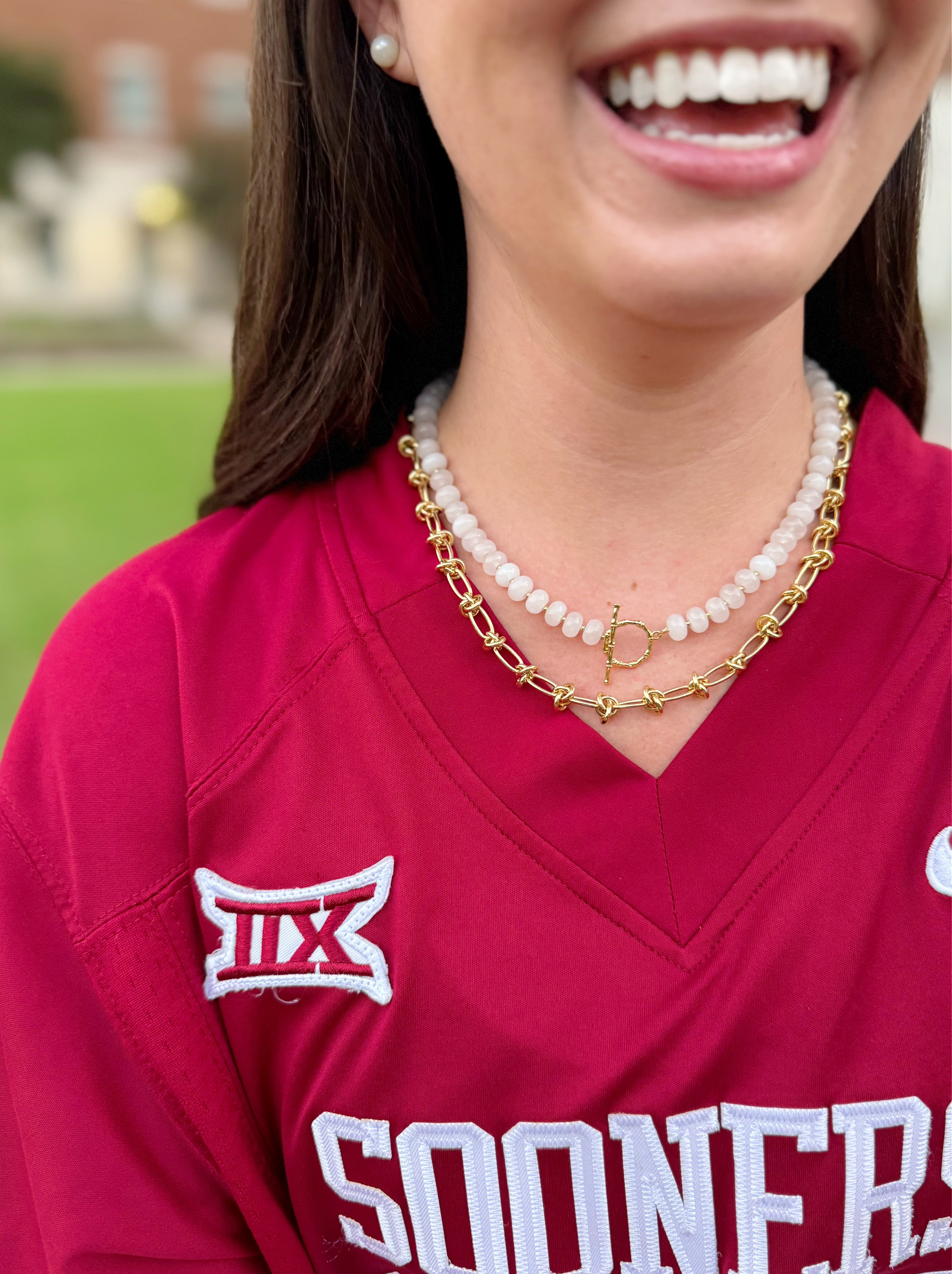 Tailgate Toggle Necklace White