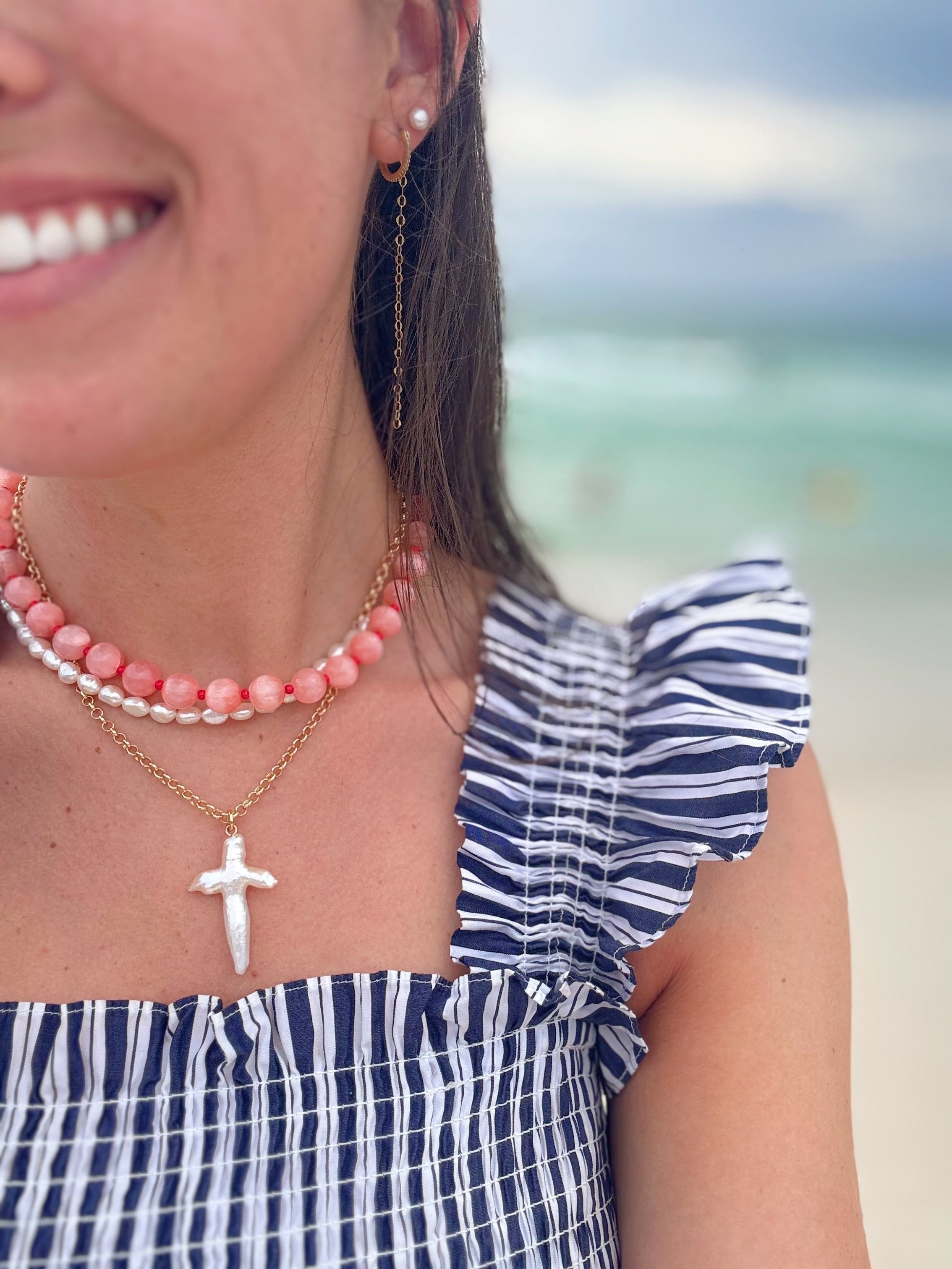 PALMER PEARL CROSS NECKLACE