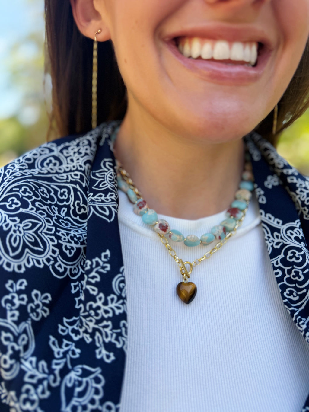 FRANCES HEART NECKLACE - AQUA