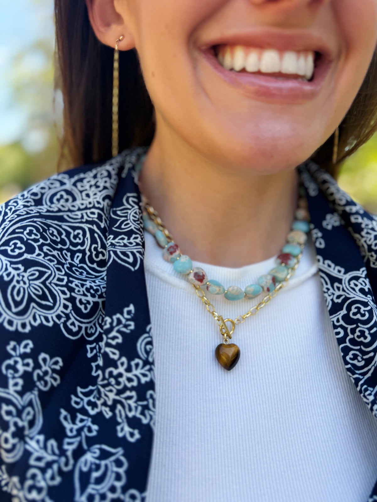 FRANCES HEART NECKLACE - AQUA
