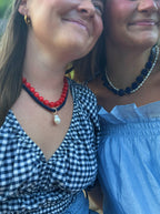 Olivia Pearl Necklace- Navy