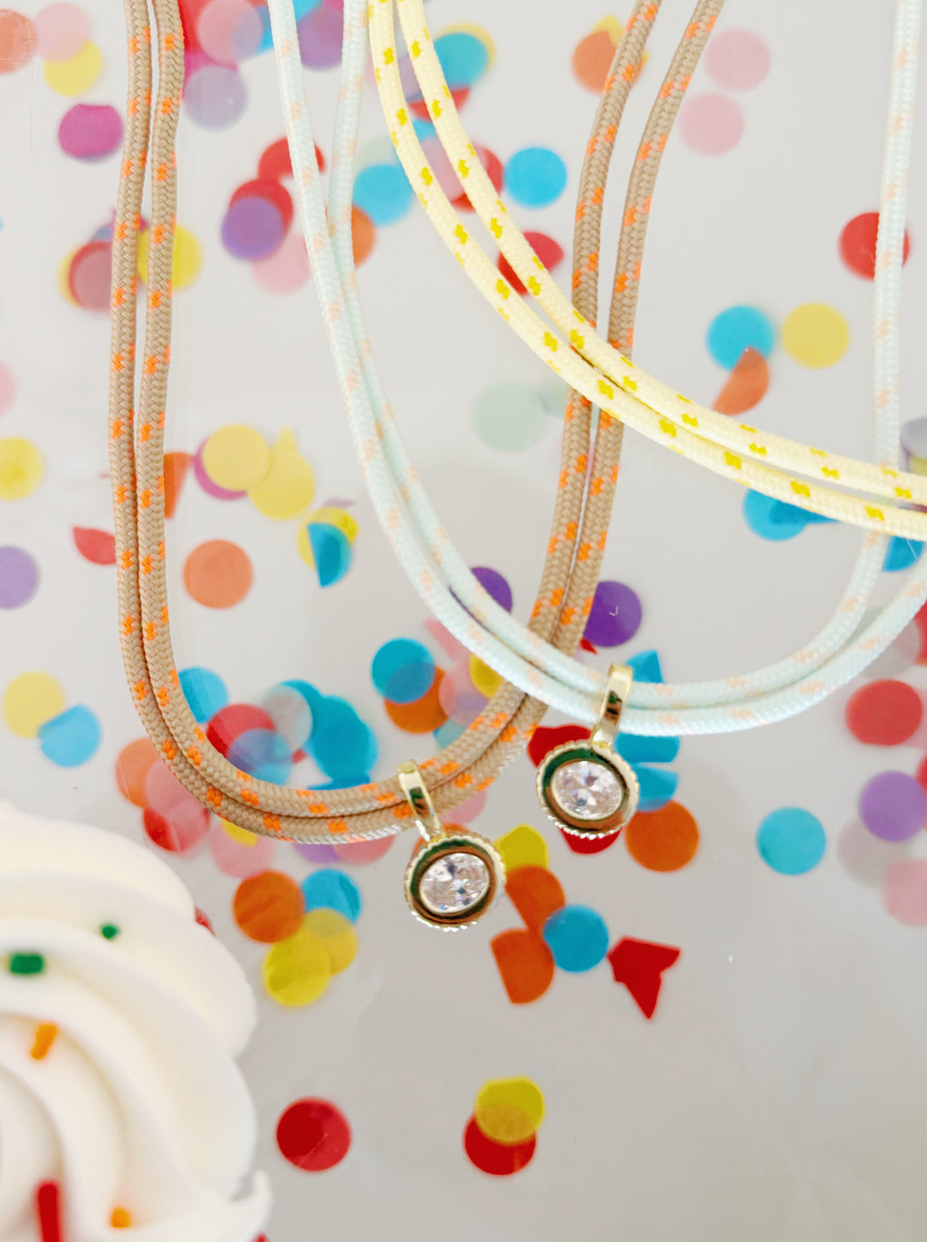 CHLOE DOUBLE CORD NECKLACE - TAN