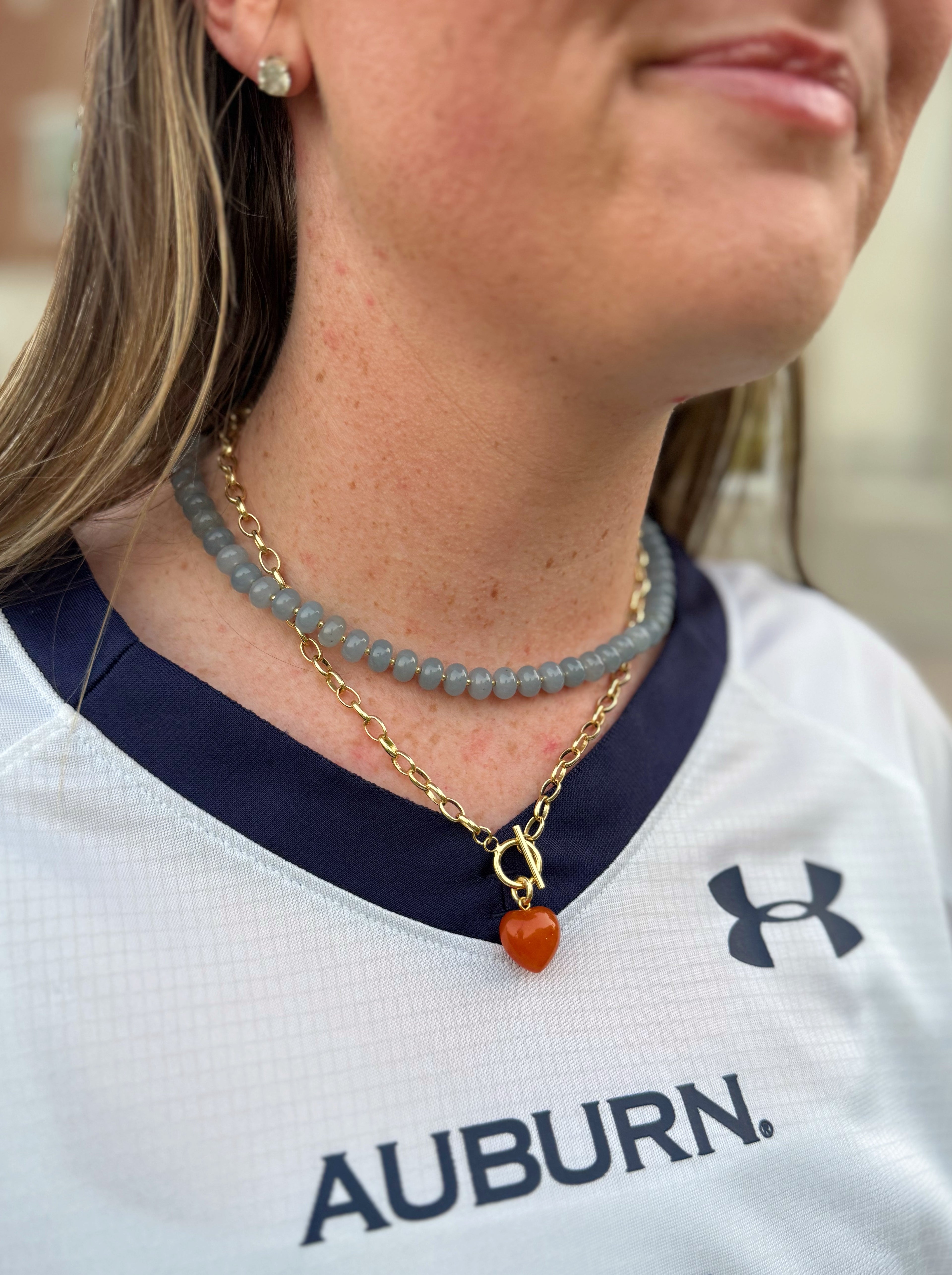 Halftime Heart Necklace Orange