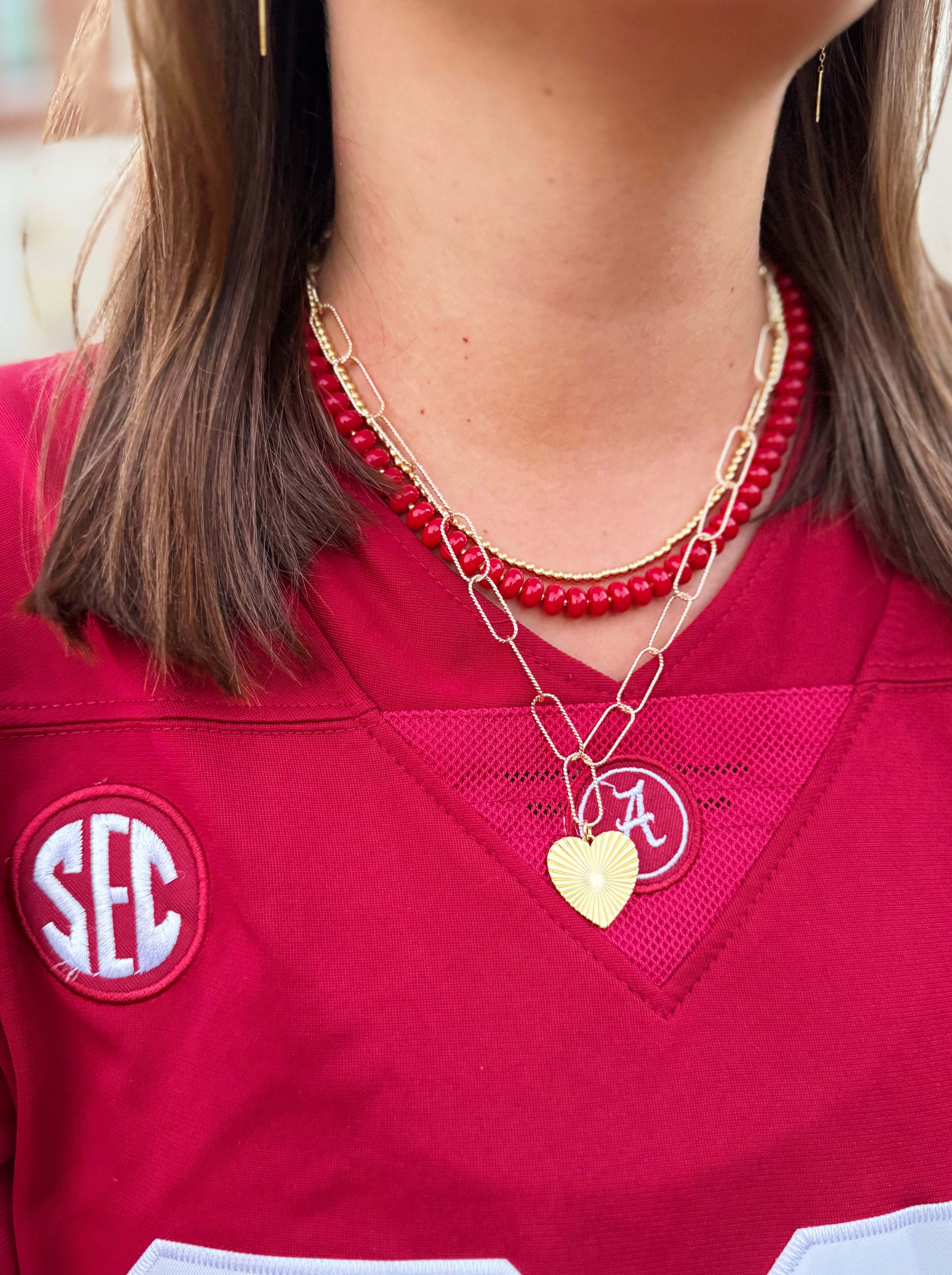 Tailgate Toggle Necklace Red