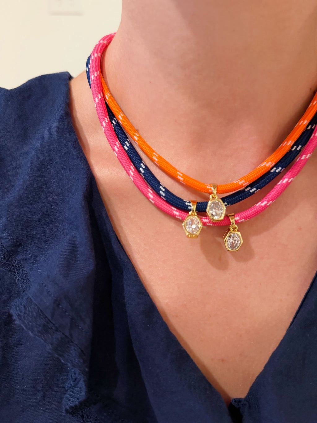 BLAIR CORD NECKLACE - NAVY