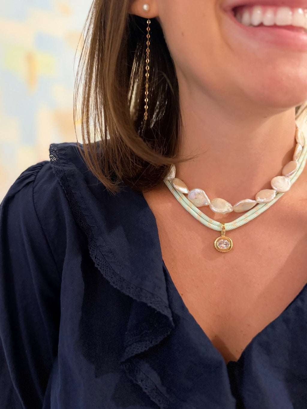 CHLOE DOUBLE CORD NECKLACE - MINT