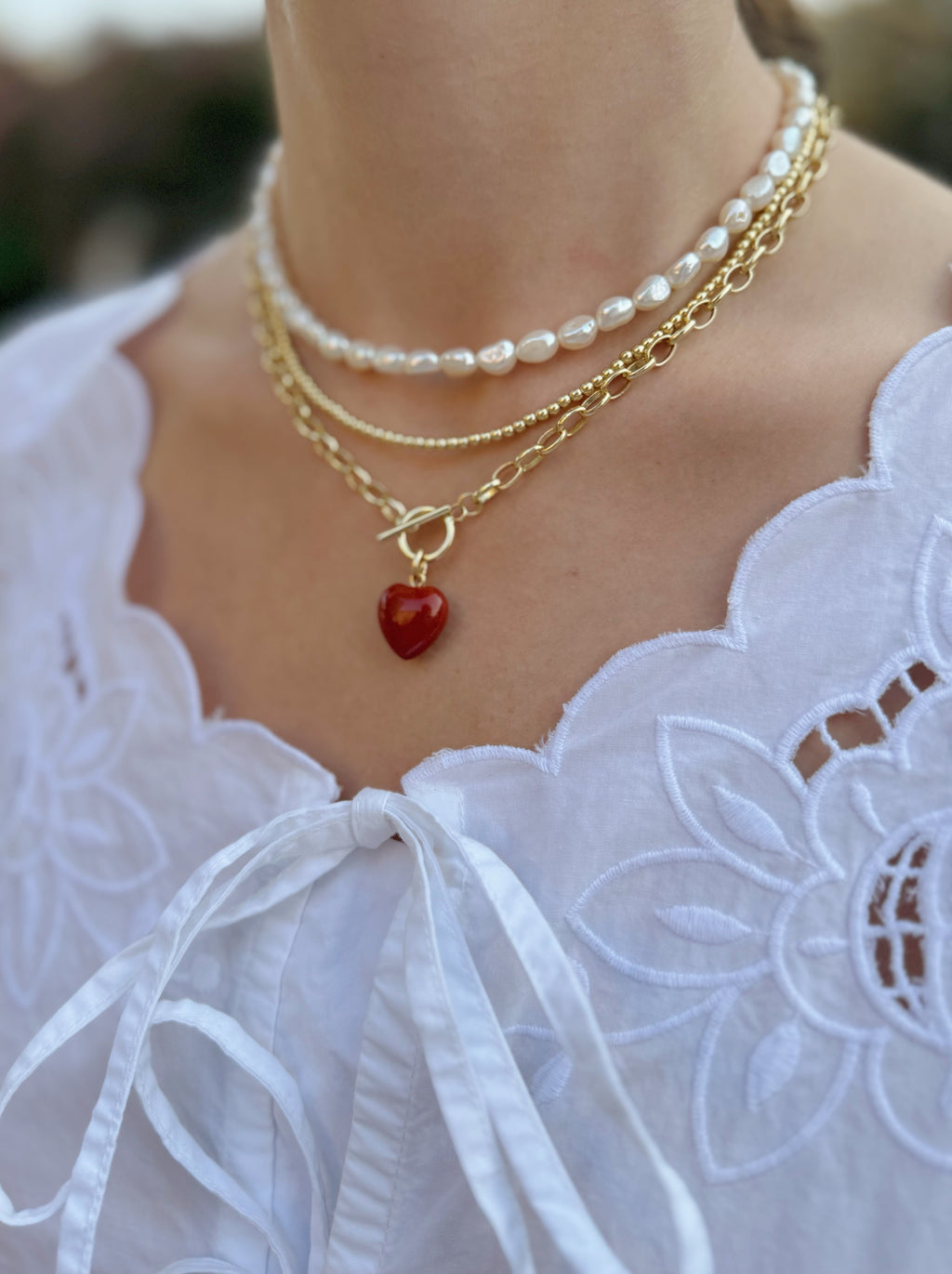 Halftime Heart Necklace Red