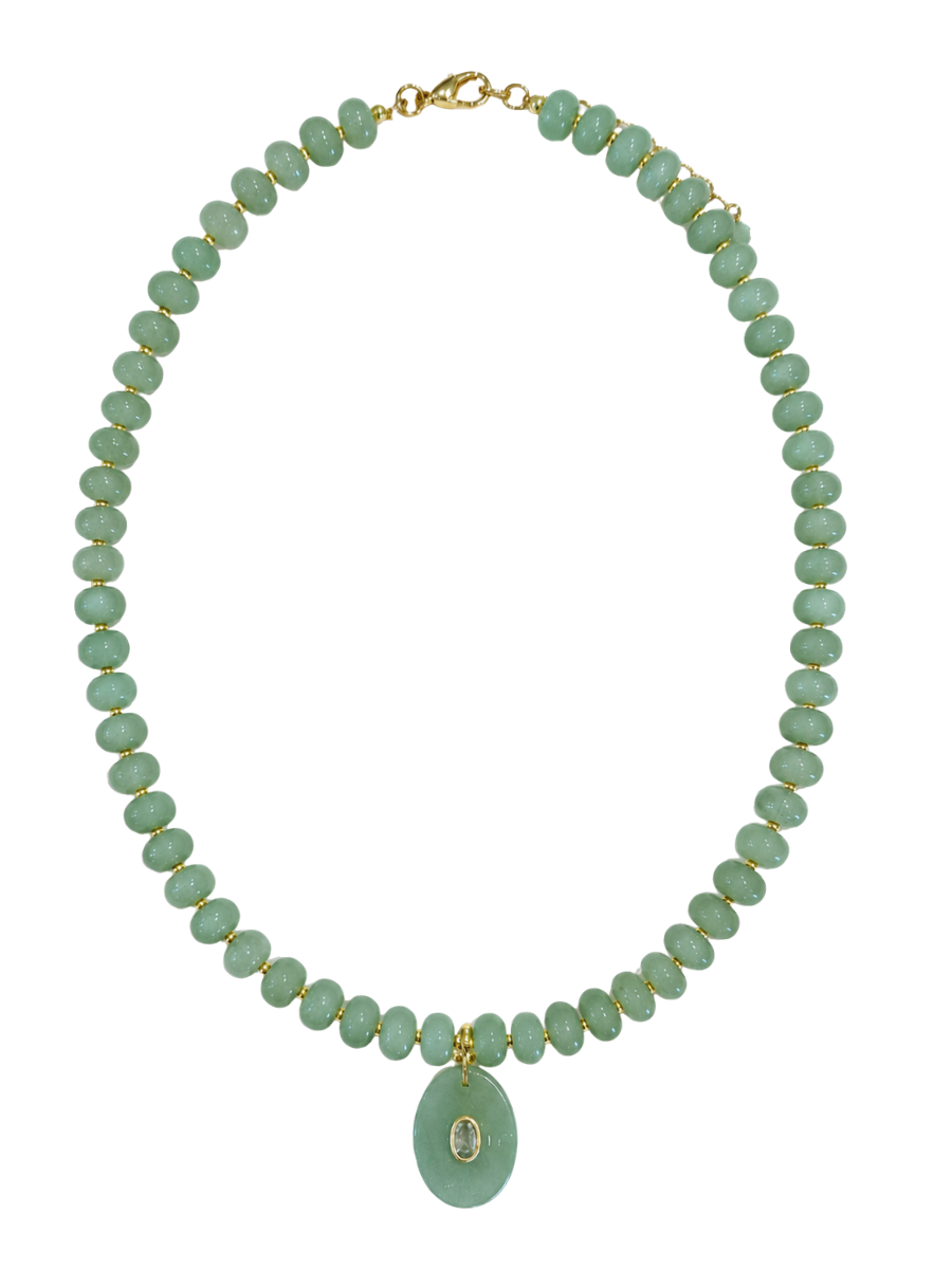 BALLER BEZEL NECKLACE - GREEN