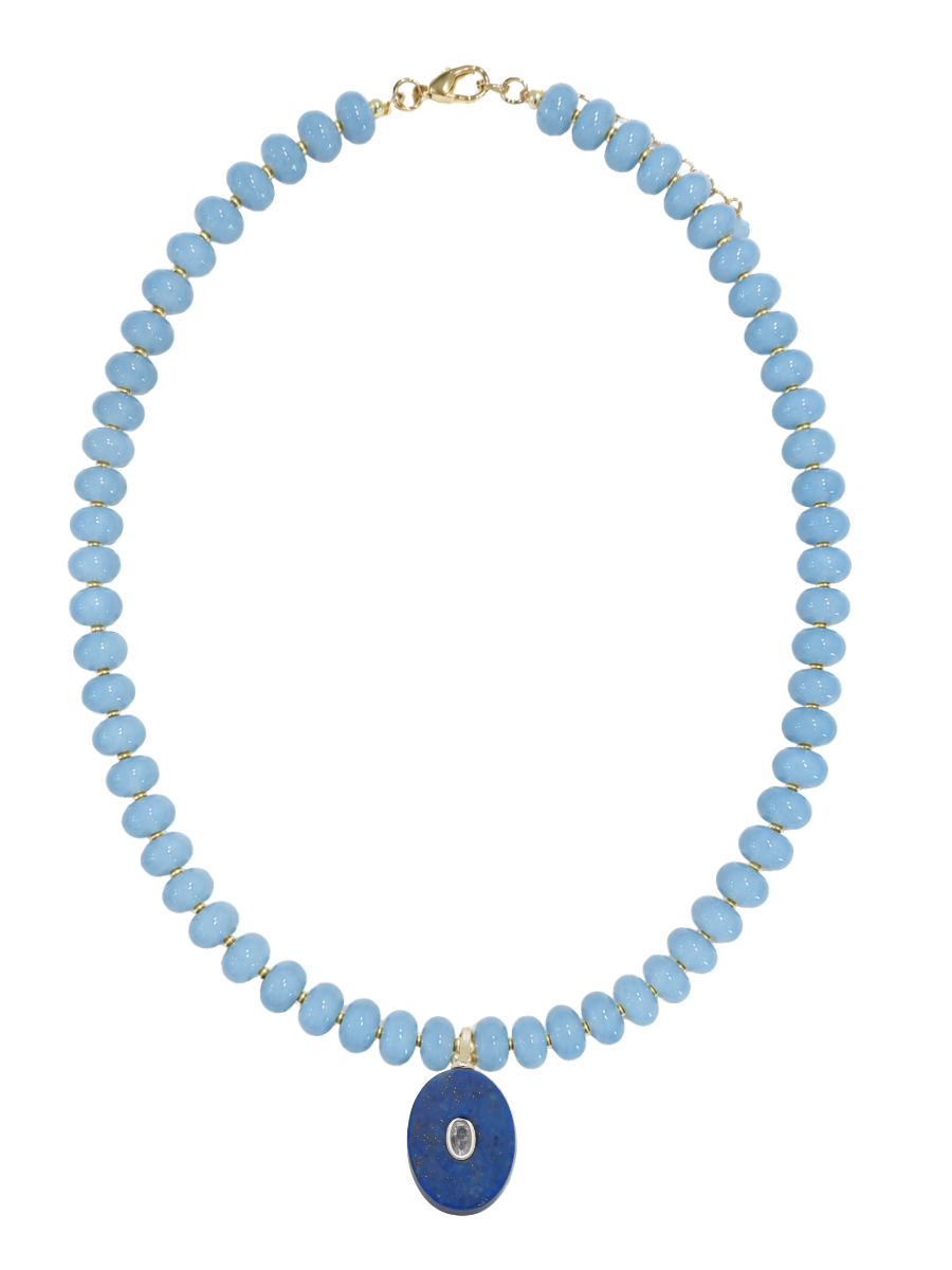 BALLER BEZEL NECKLACE - BLUE